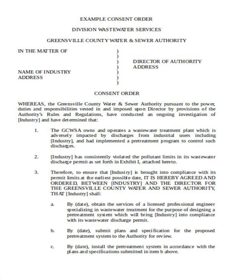 Consent Orders Template