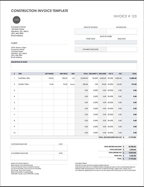 Construction Invoice Template