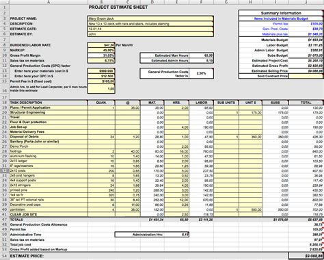 Construction Job Costing Excel Template