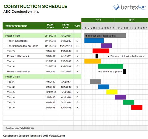 Construction Schedule Template Excel