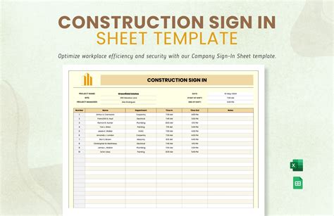 Construction Sign In Sheet Template