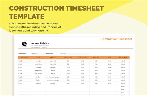 Construction Timesheet Template
