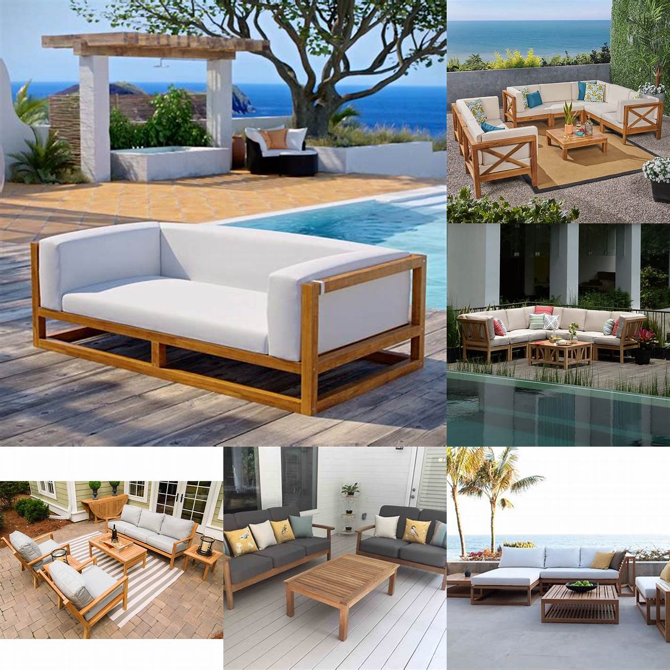 Contemporary Teak Outdoor Sofa Set