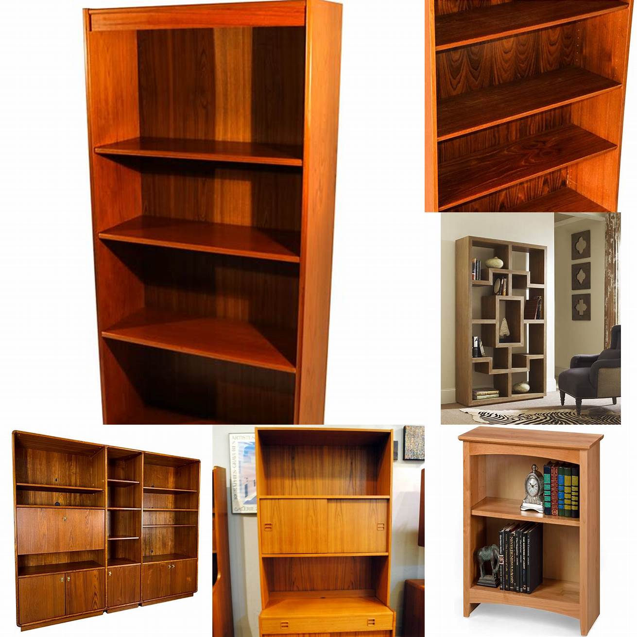 Contemporary Teak Wood Bookshelf