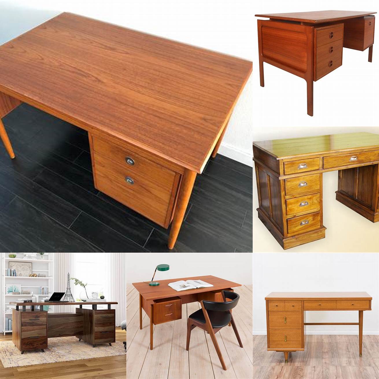 Contemporary Teak Wood Desk