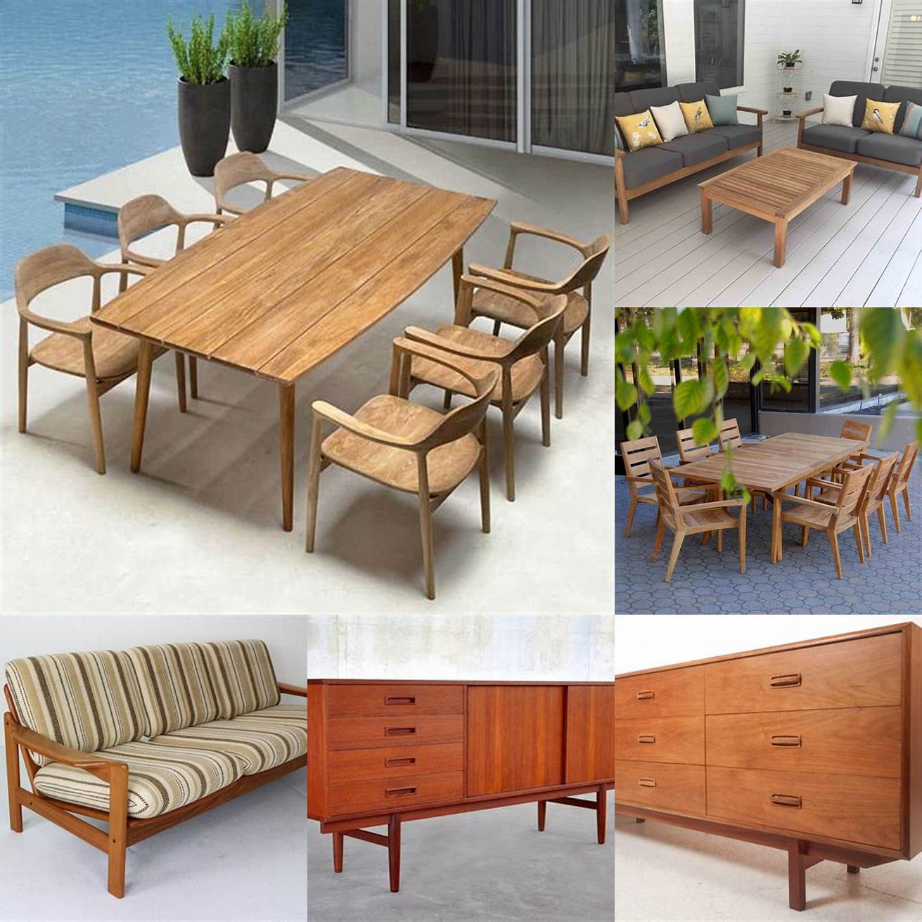 Contemporary forms of teak furniture