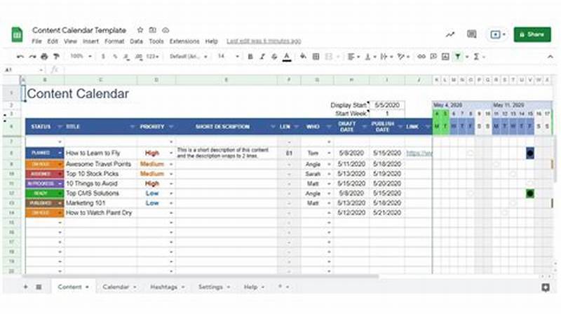 Content Calendar Examples Excel