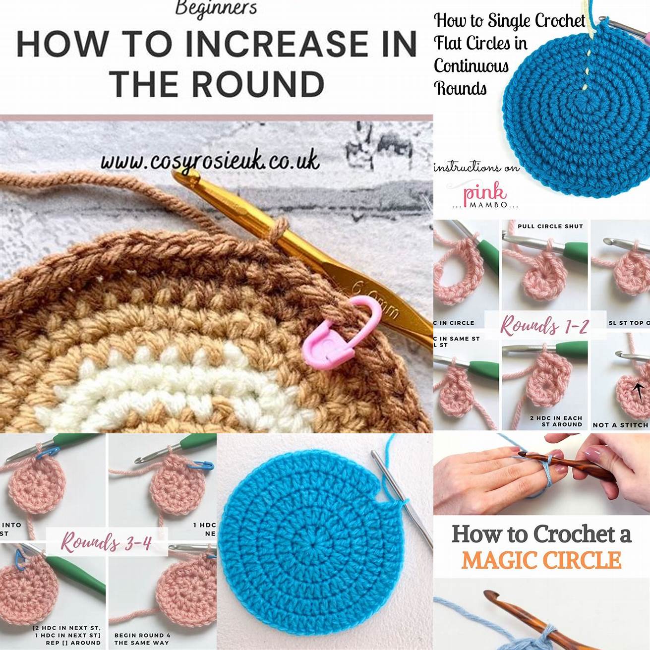 Continue crocheting in the round increasing the number of single crochets in each round until your coaster reaches the desired size