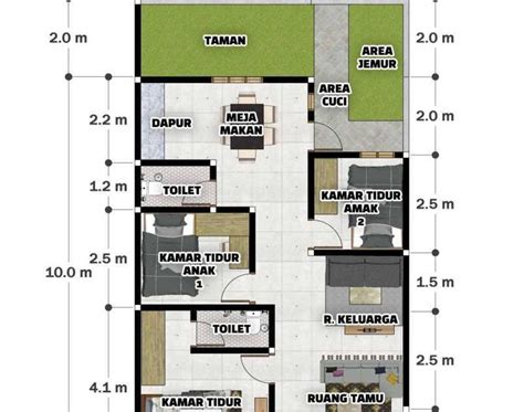 contoh denah rumah minimalis 7x9 3 kamar