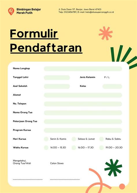 Contoh Form Pendaftaran