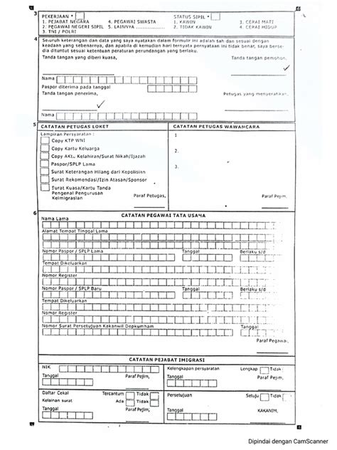 Contoh Formulir Paspor