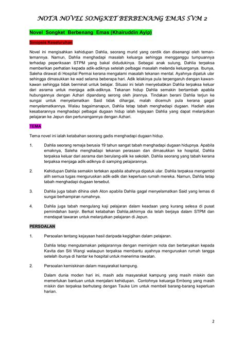 Contoh Jawapan Novel Songket Berbenang Emas Latar Tempat Image