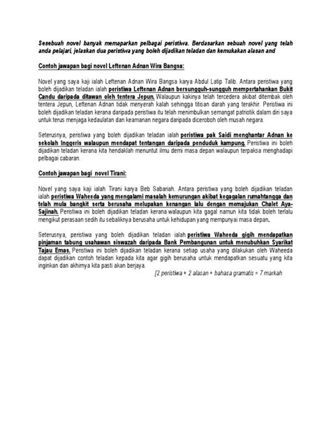 Contoh Jawapan Tema Novel Tirani Image
