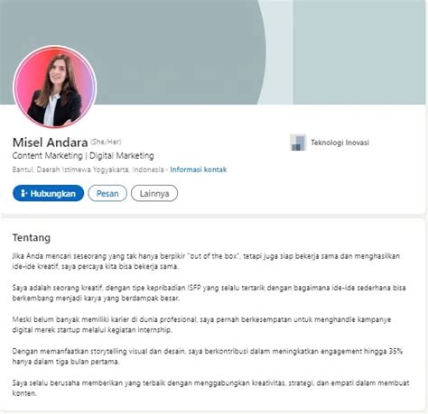 Contoh LinkedIn Profile Summary