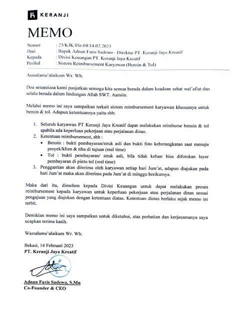 Contoh Memo
