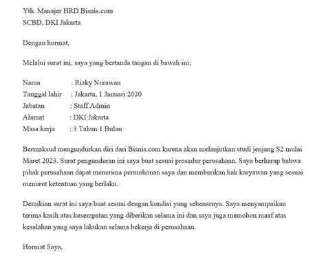 Contoh Surat Keluar