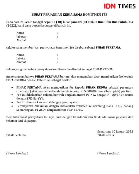 Contoh Surat Kerjasama