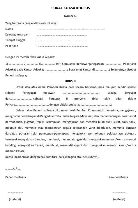 Contoh Surat Kuasa