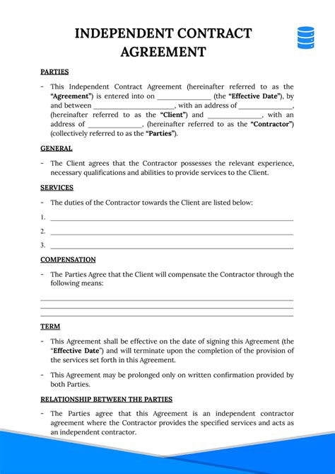 Contract Agreement Template Word