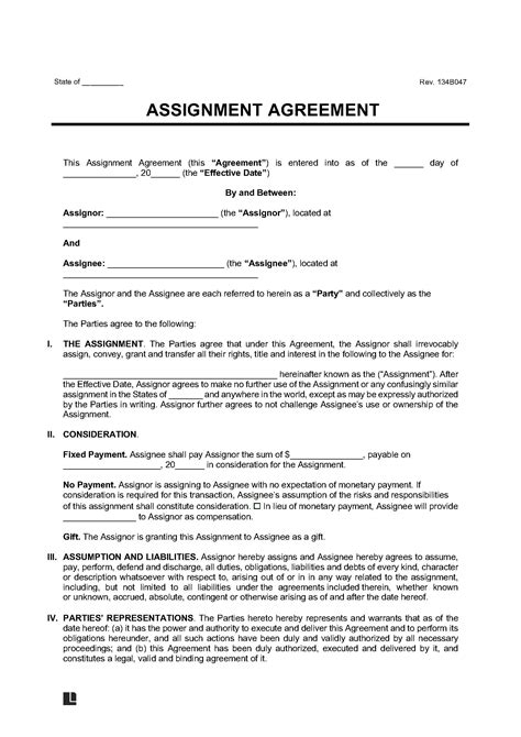 Contract Assignment Agreement Template