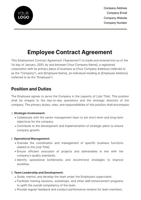 Contract Employee Contract Template