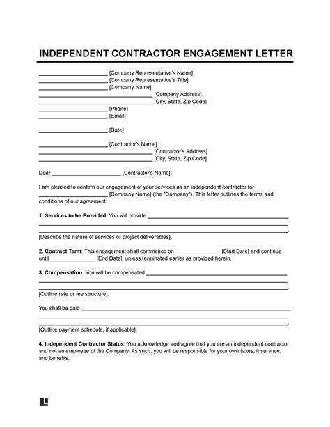 Contract Of Engagement Template