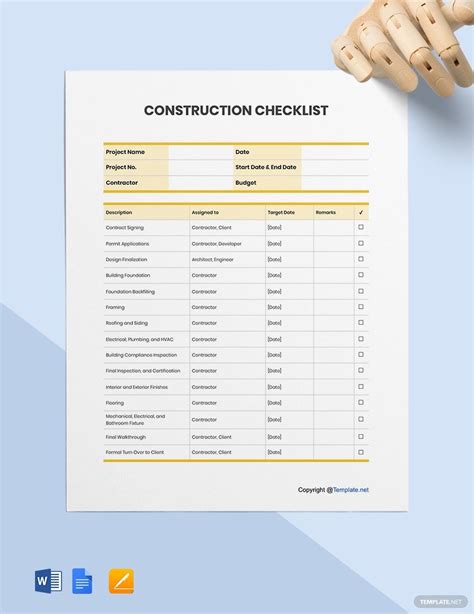 Contractor Checklist Template