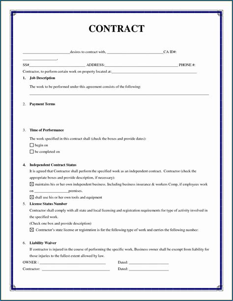 Contractors Agreements Free Templates
