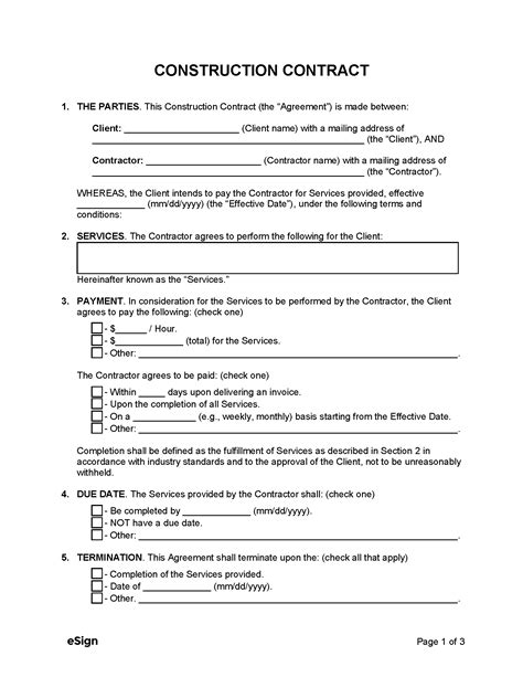 Contracts For General Contractors Template