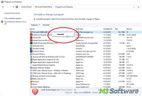 Control Panel Uninstall