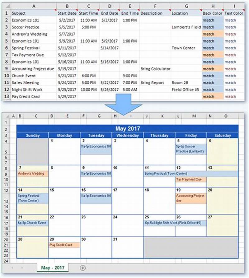 Convert Excel Data To Calendar View