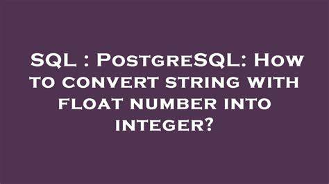 Convert integer to string in PostgreSQL