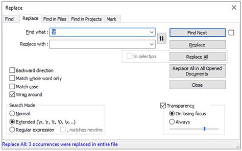 Convert tabs to spaces in Notepad