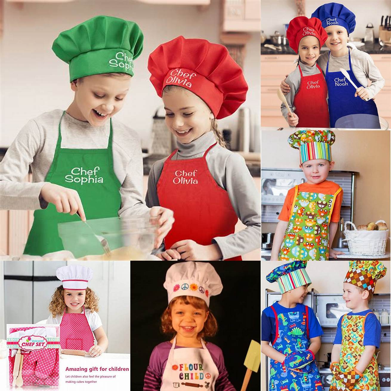 Cooking with aprons and chef hats
