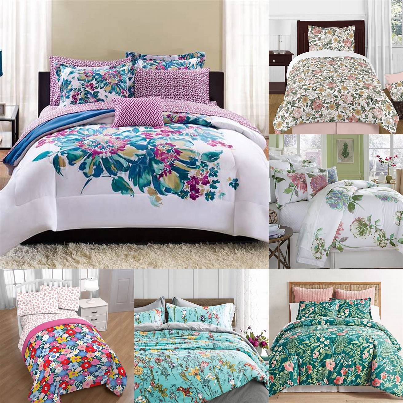 Cool and colorful floral bedding set