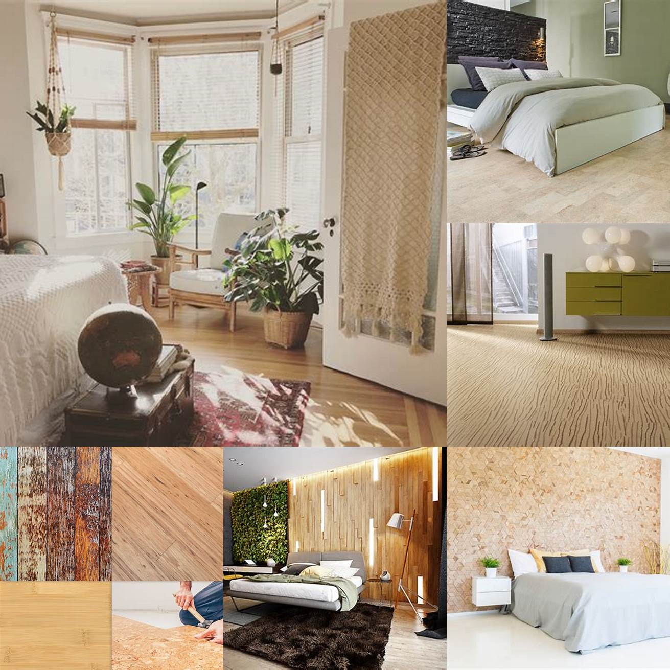 Cork flooring in an eco-friendly bedroom