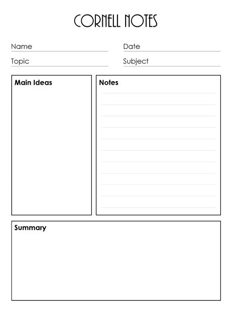 Cornell Note Taking System Google Doc Template