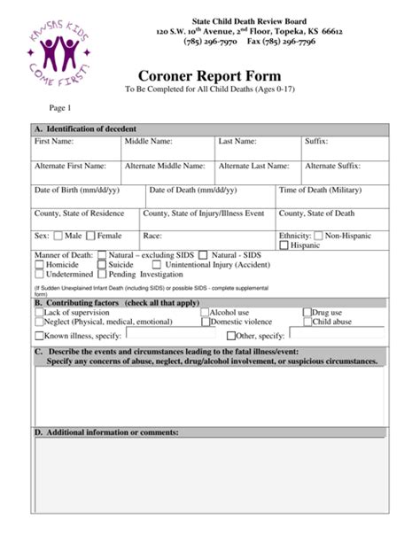 Coroner Report Template