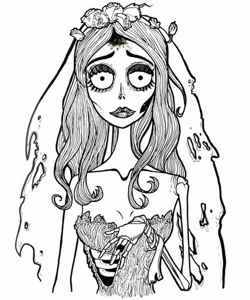 Corps Bride Characters Coloring Pages By Tim Burton