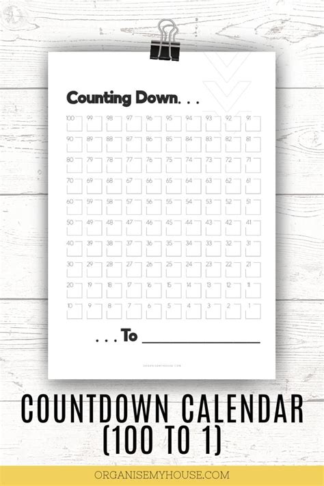Countdown Calendar Printable Free