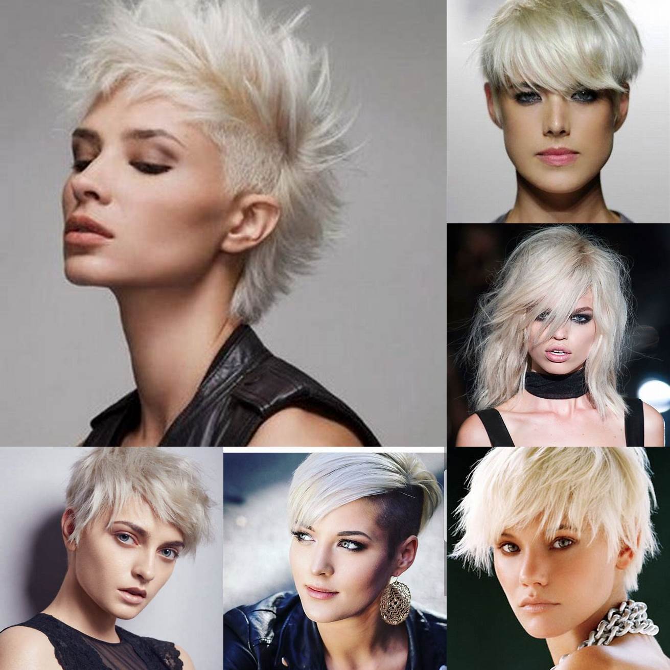 Coupe de cheveux rock court blond platine