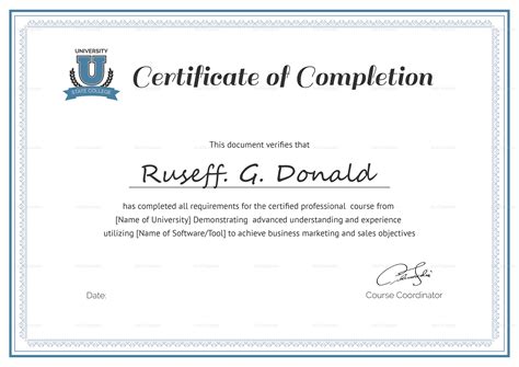 Course Completion Certificate Templates For Word