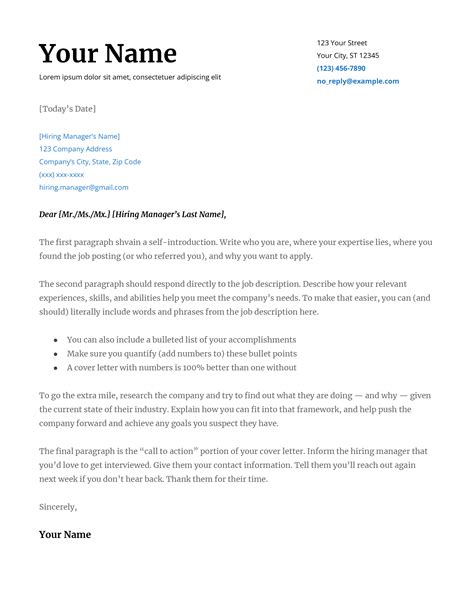 Cover Letter Template For Google Docs
