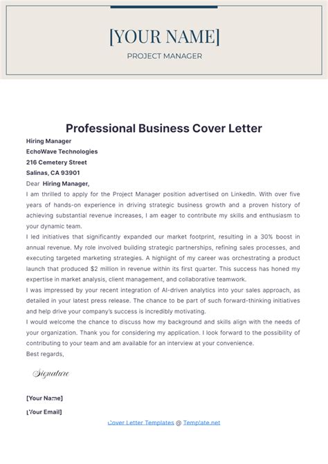 Cover Letter Template For Pages