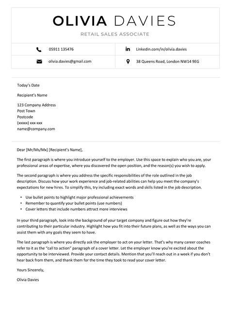 Covering Letter Template Uk