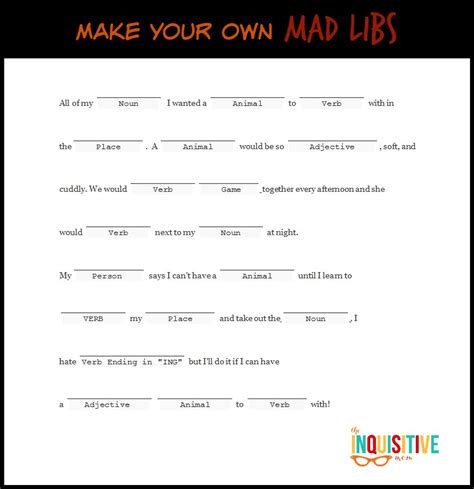 Create Your Own Mad Libs Printable