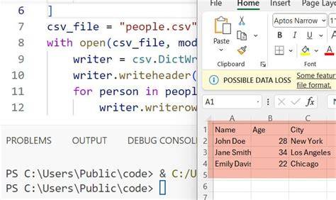 Create a csv file with values from a Python list