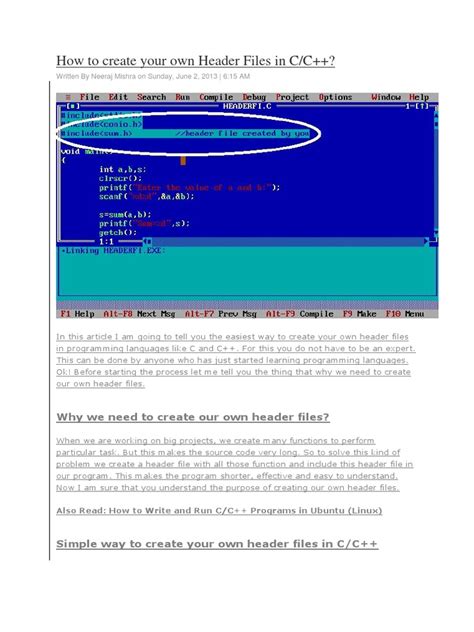 Creating your own header file in C