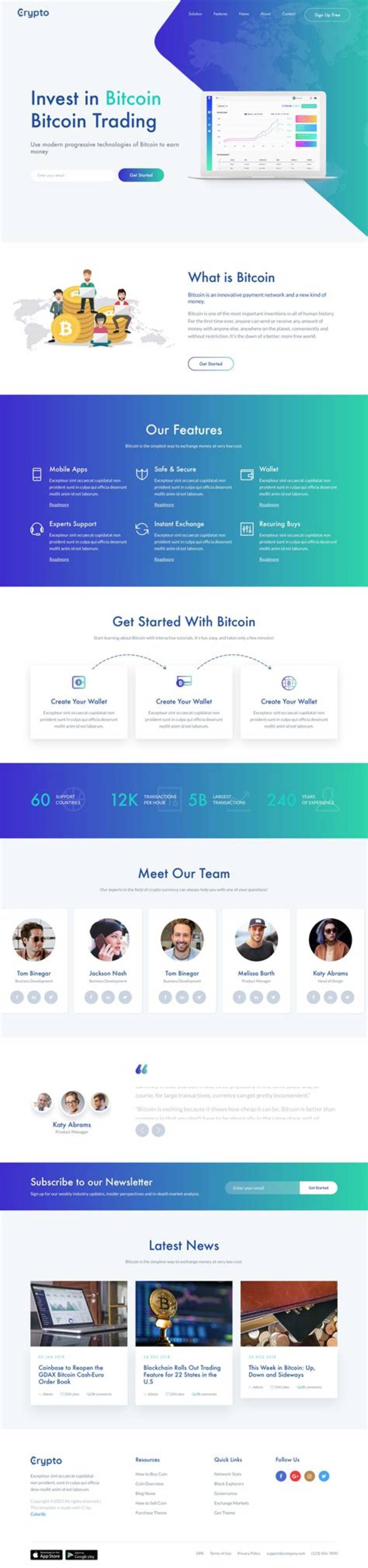 Creative Crypto Bootstrap Template Clean
