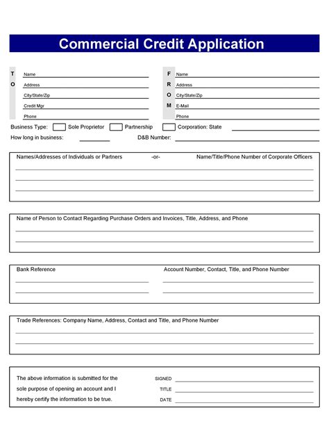 Credit Application Template For Business